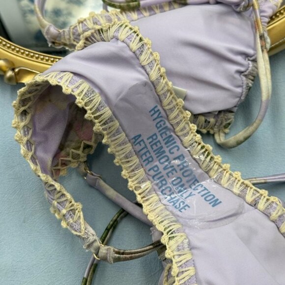 🆕 ZIMMERMANN 🧿 NWOT Acacia Crochet Edge Bikini, Lilac Floral MIX SZ 0/1 US 2/4 - Picture 16 of 16